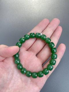 和田玉碧玉老型珠手链 天然菠菜绿佛珠手串转运珠男女款